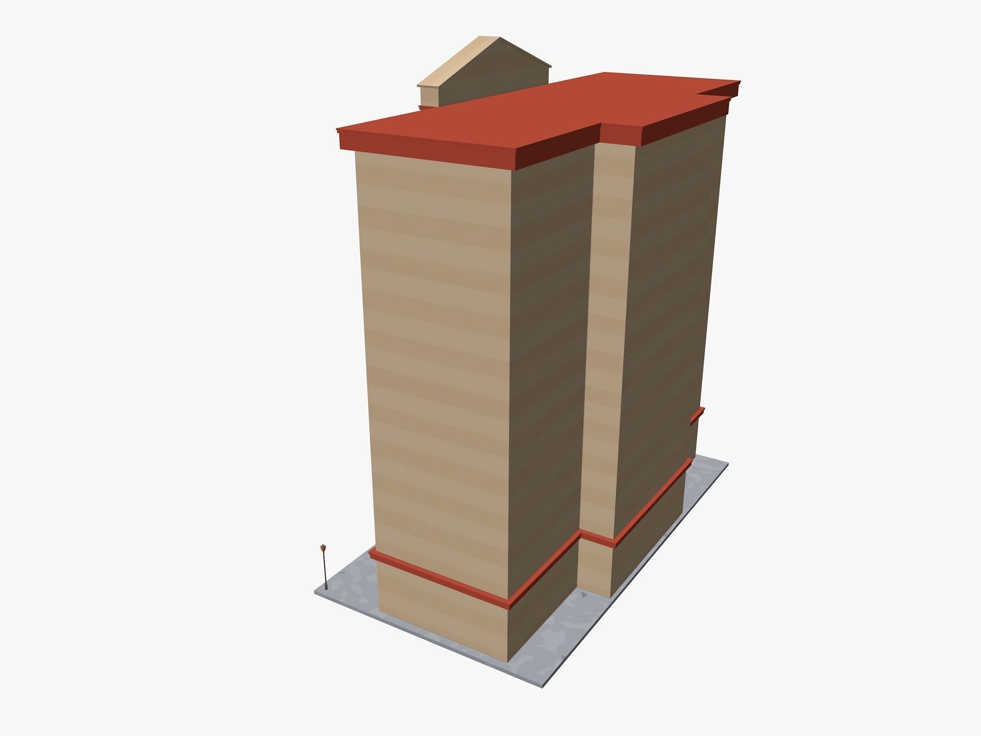 Cartoon Hotel Low-poly 3D model_4