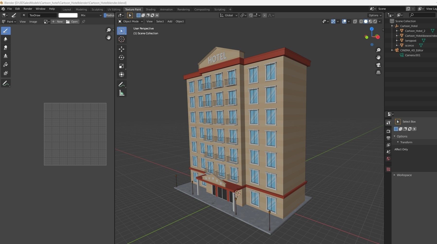 Cartoon Hotel Low-poly 3D model_11