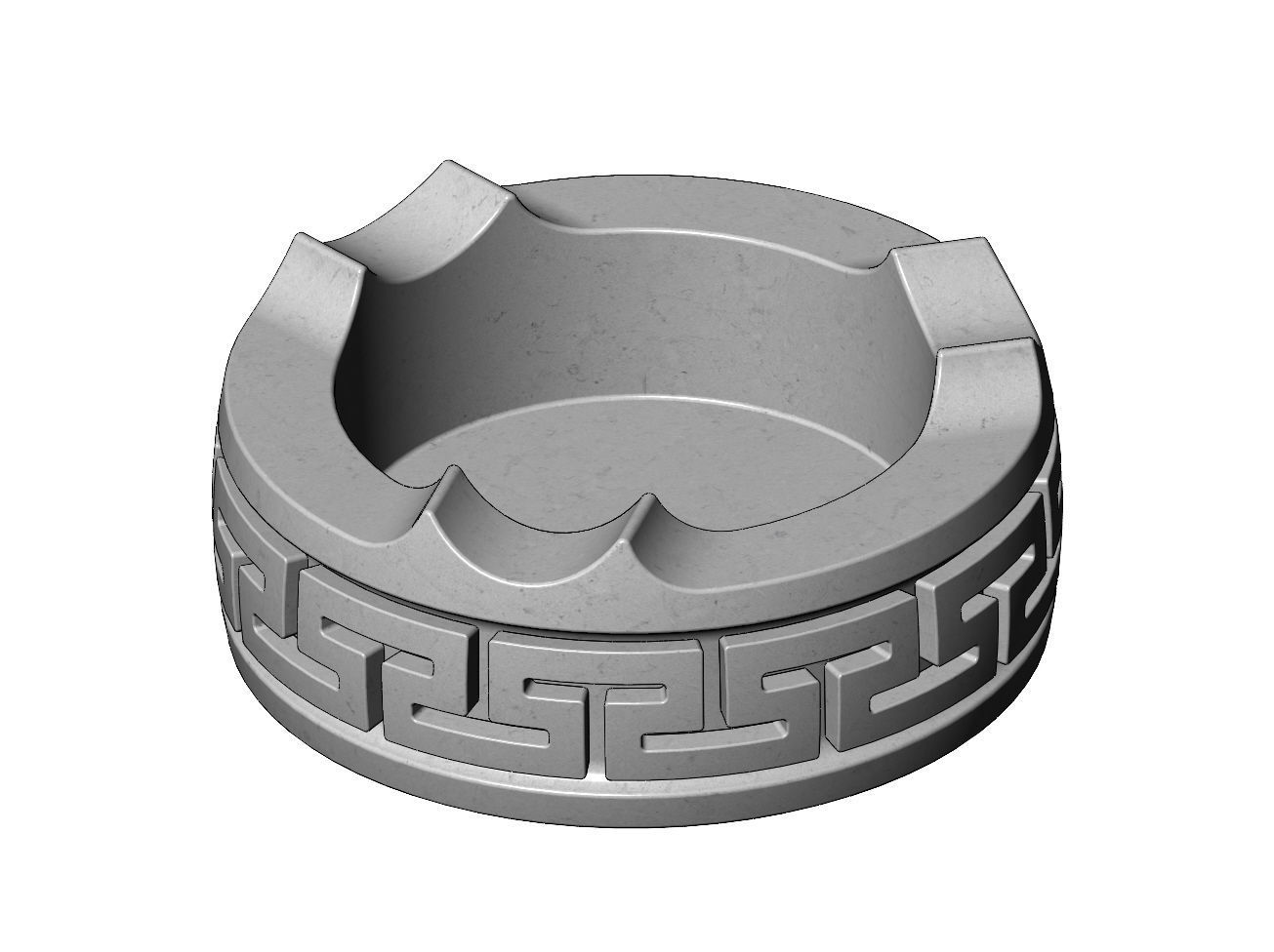 Greek key pattern carved ashtray bowl 3D print model_9