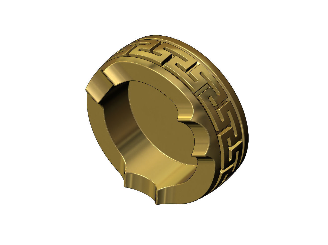 Greek key pattern carved ashtray bowl 3D print model_3