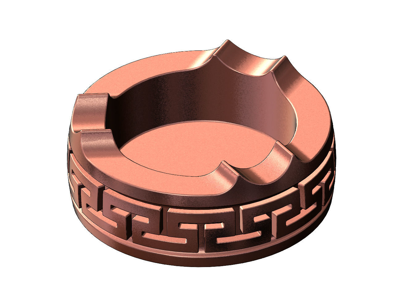 Greek key pattern carved ashtray bowl 3D print model_7