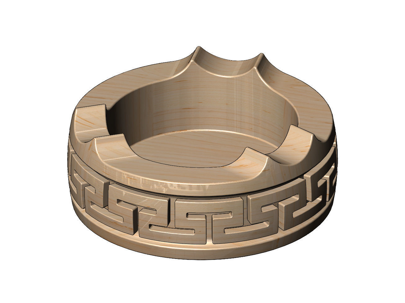 Greek key pattern carved ashtray bowl 3D print model_10