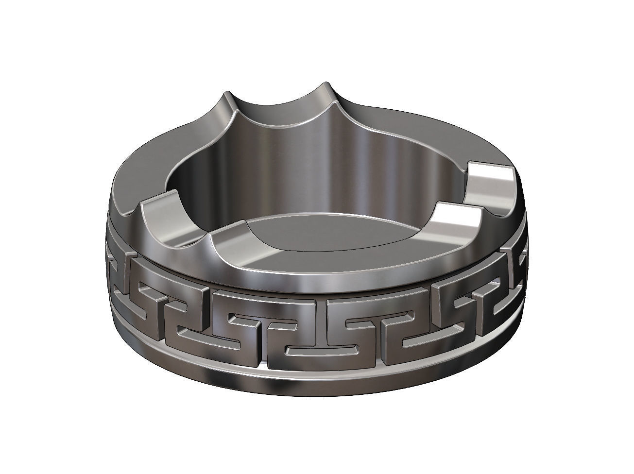 Greek key pattern carved ashtray bowl 3D print model_8