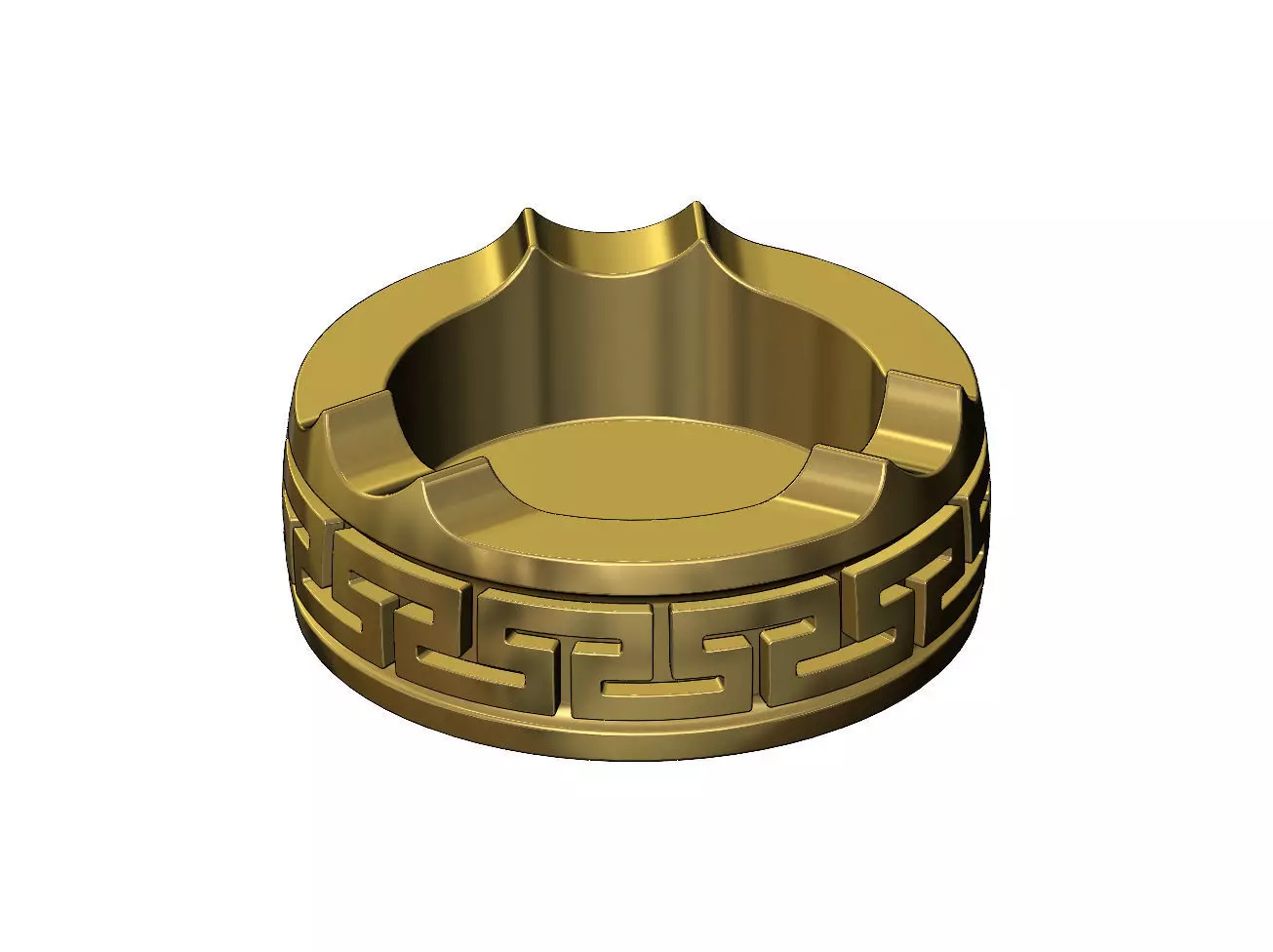 Greek key pattern carved ashtray bowl 3D print model_0