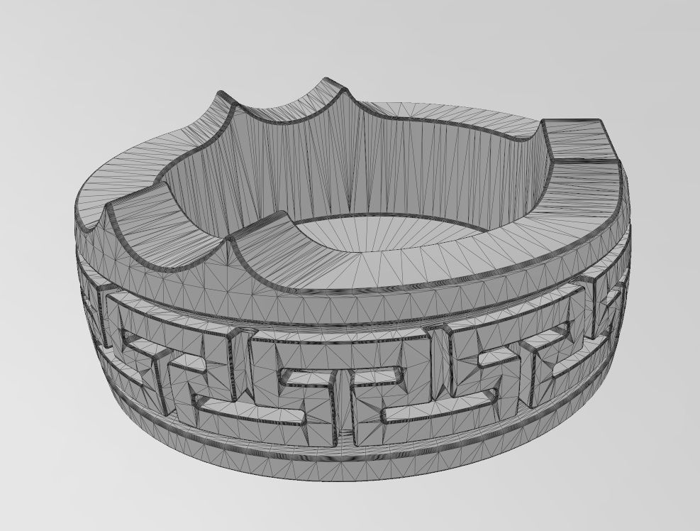 Greek key pattern carved ashtray bowl 3D print model_14