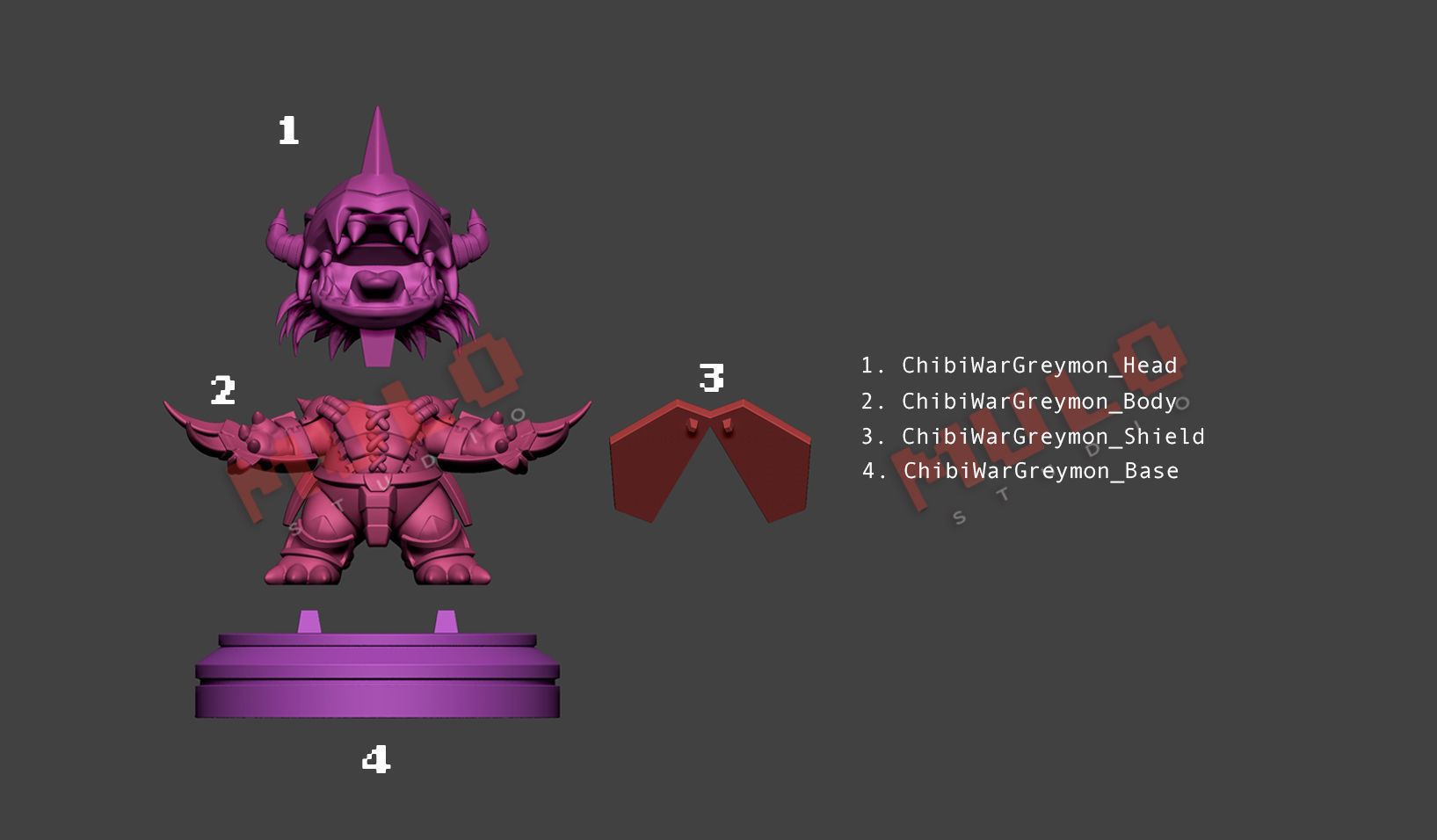 Chibi WarGreymon 3D print model_3