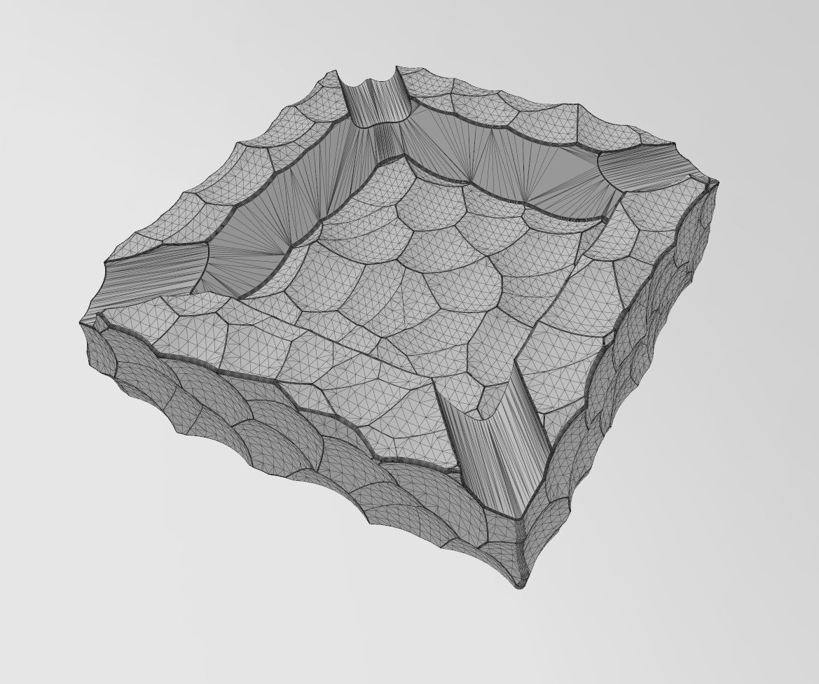 Square hammered ashtray bowl 3D print model_12