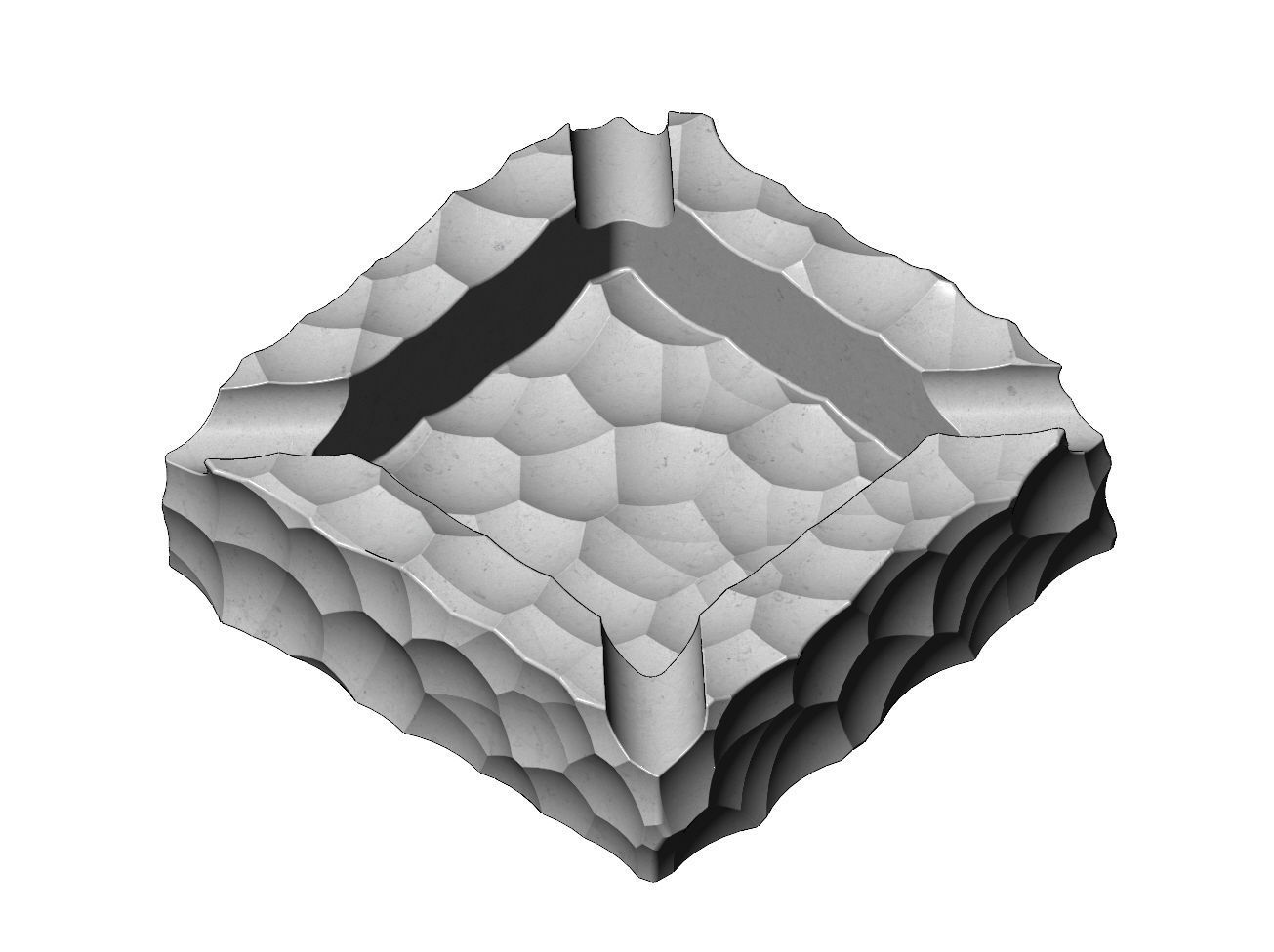 Square hammered ashtray bowl 3D print model_11