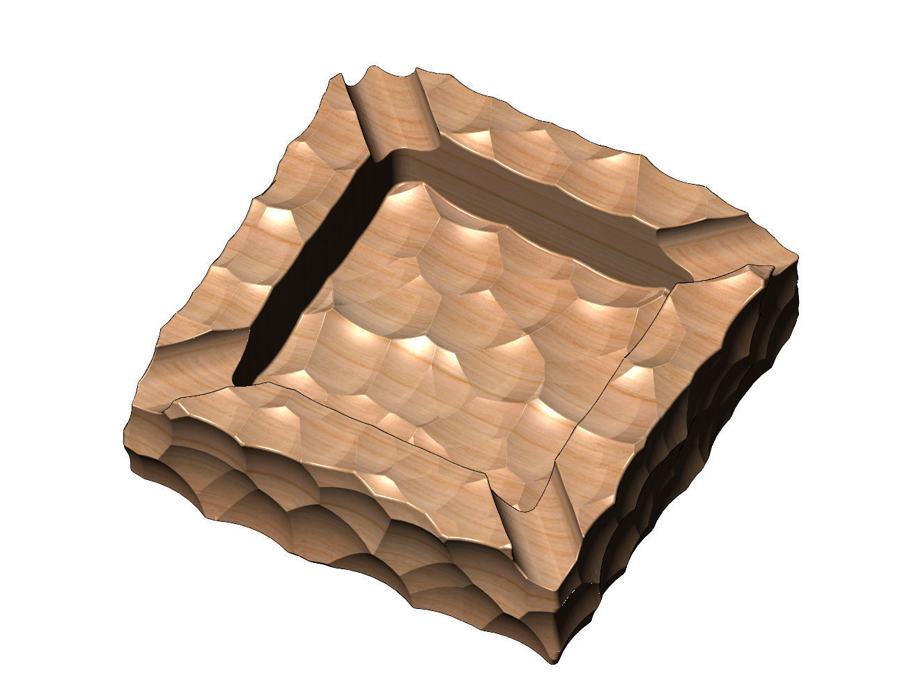 Square hammered ashtray bowl 3D print model_7