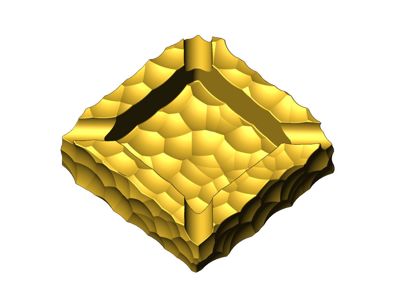 Square hammered ashtray bowl 3D print model_4