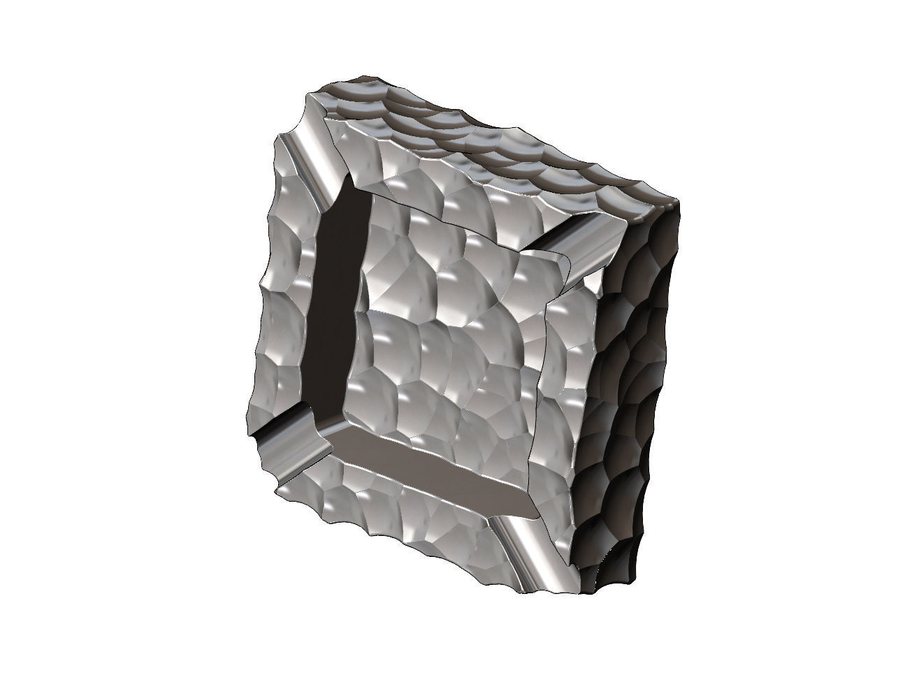 Square hammered ashtray bowl 3D print model_10