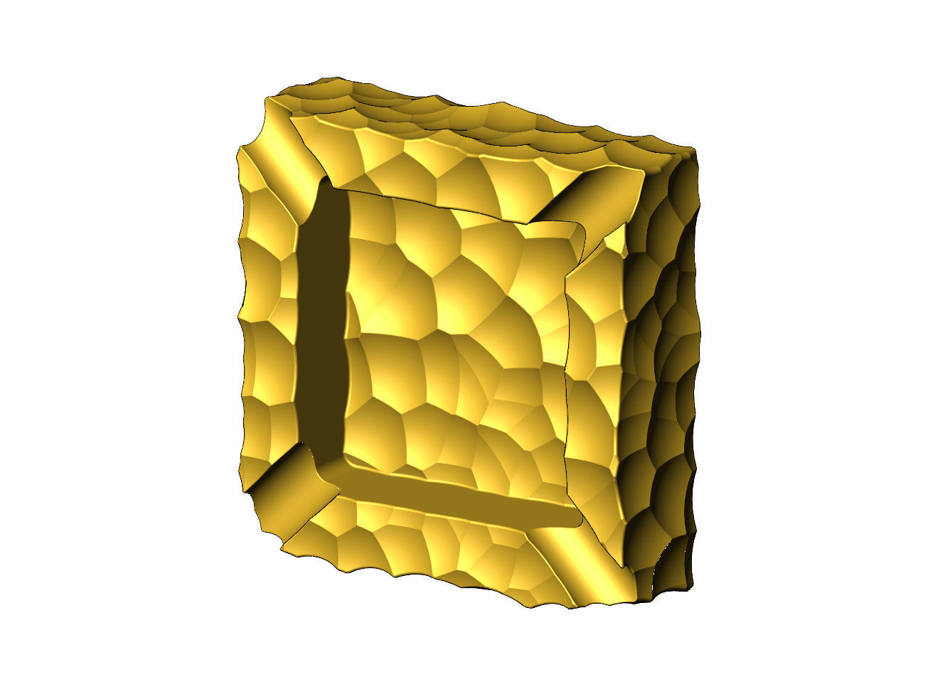 Square hammered ashtray bowl 3D print model_2