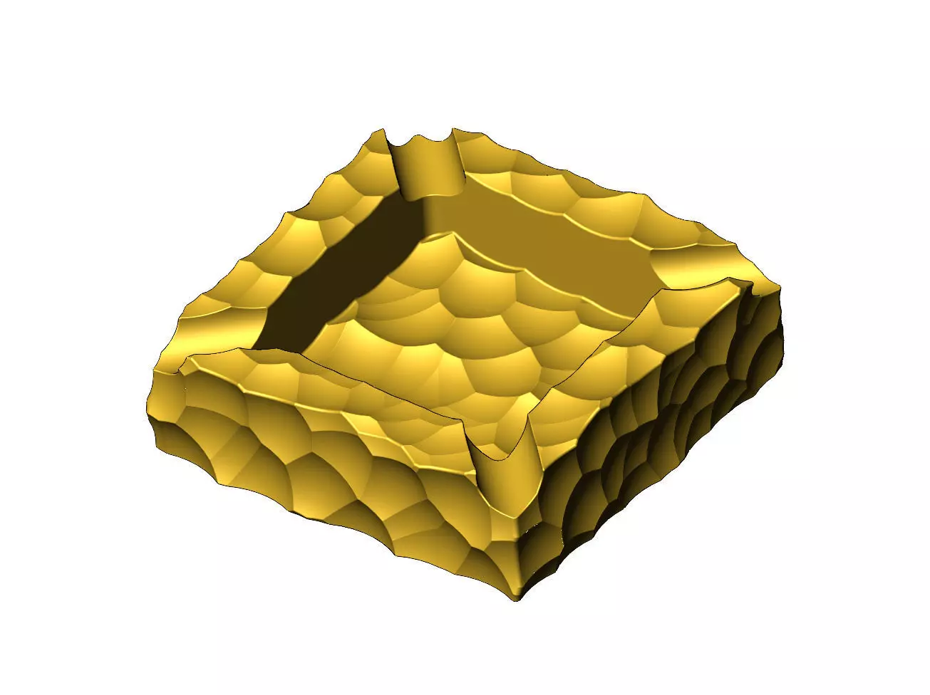 Square hammered ashtray bowl 3D print model_0