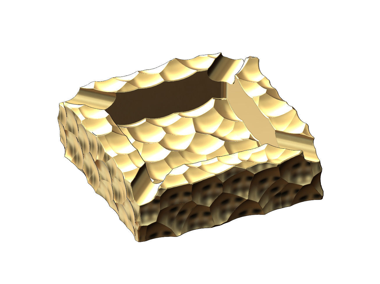 Square hammered ashtray bowl 3D print model_9