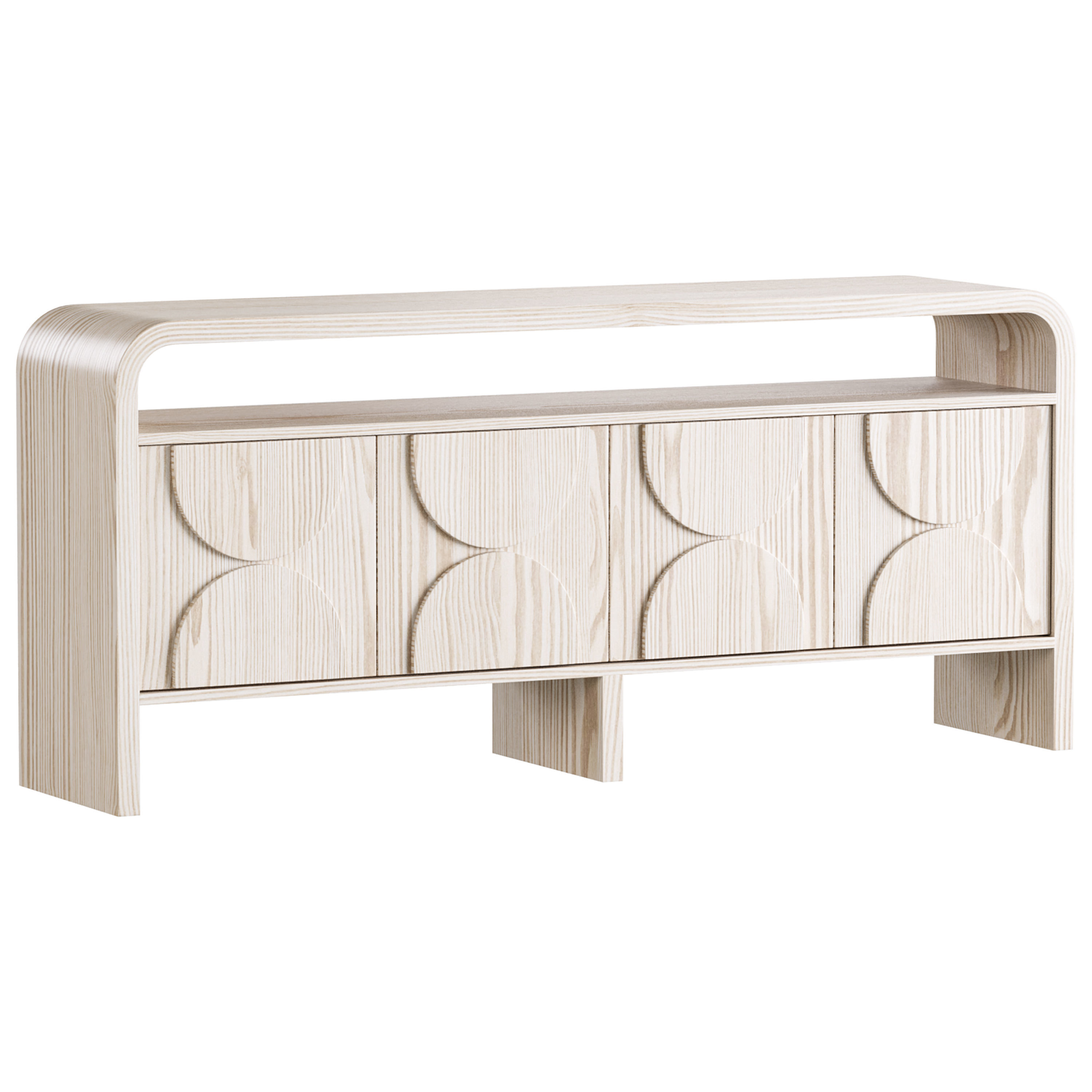 Wood Sideboard Buffet Japandi 3D model_1
