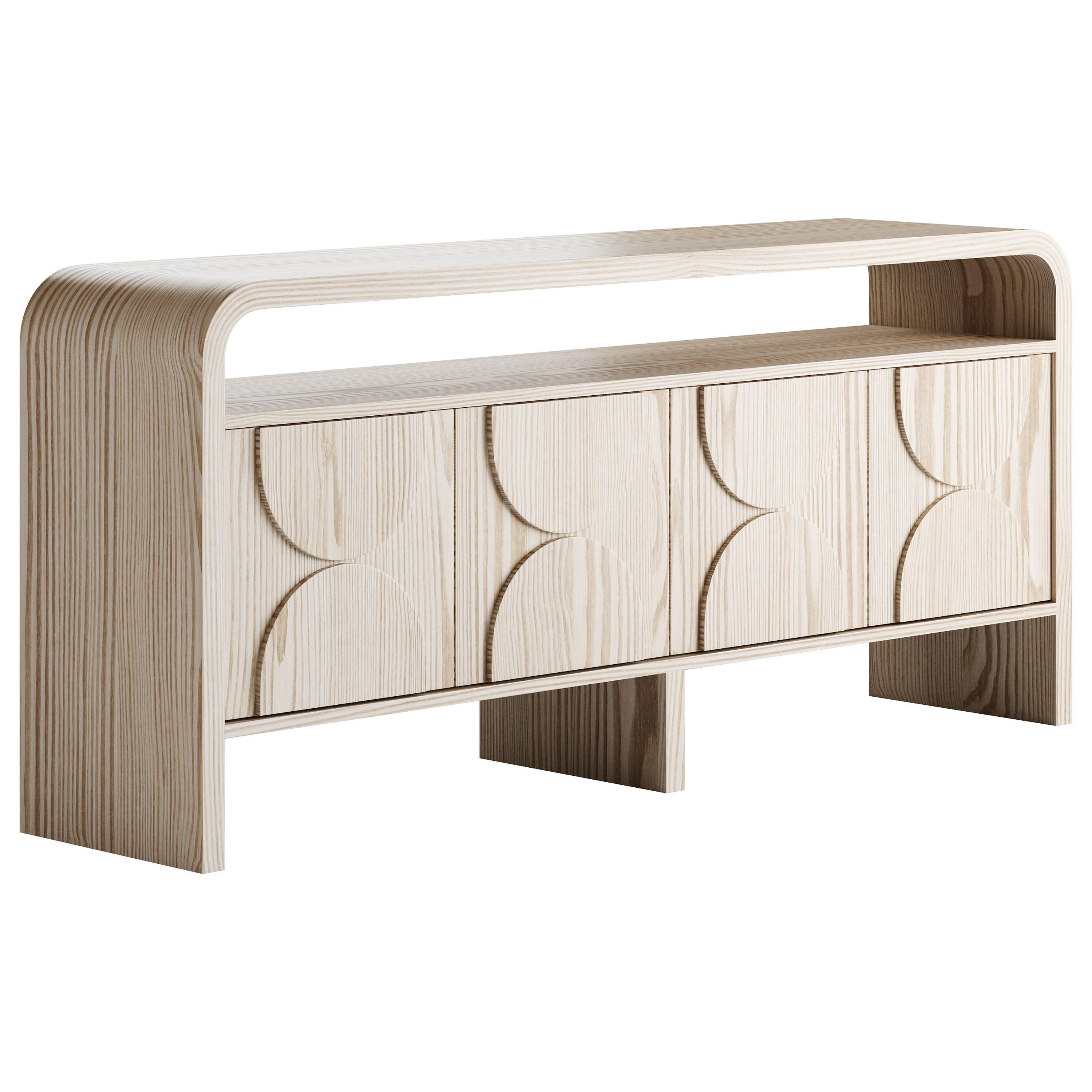 Wood Sideboard Buffet Japandi 3D model_7