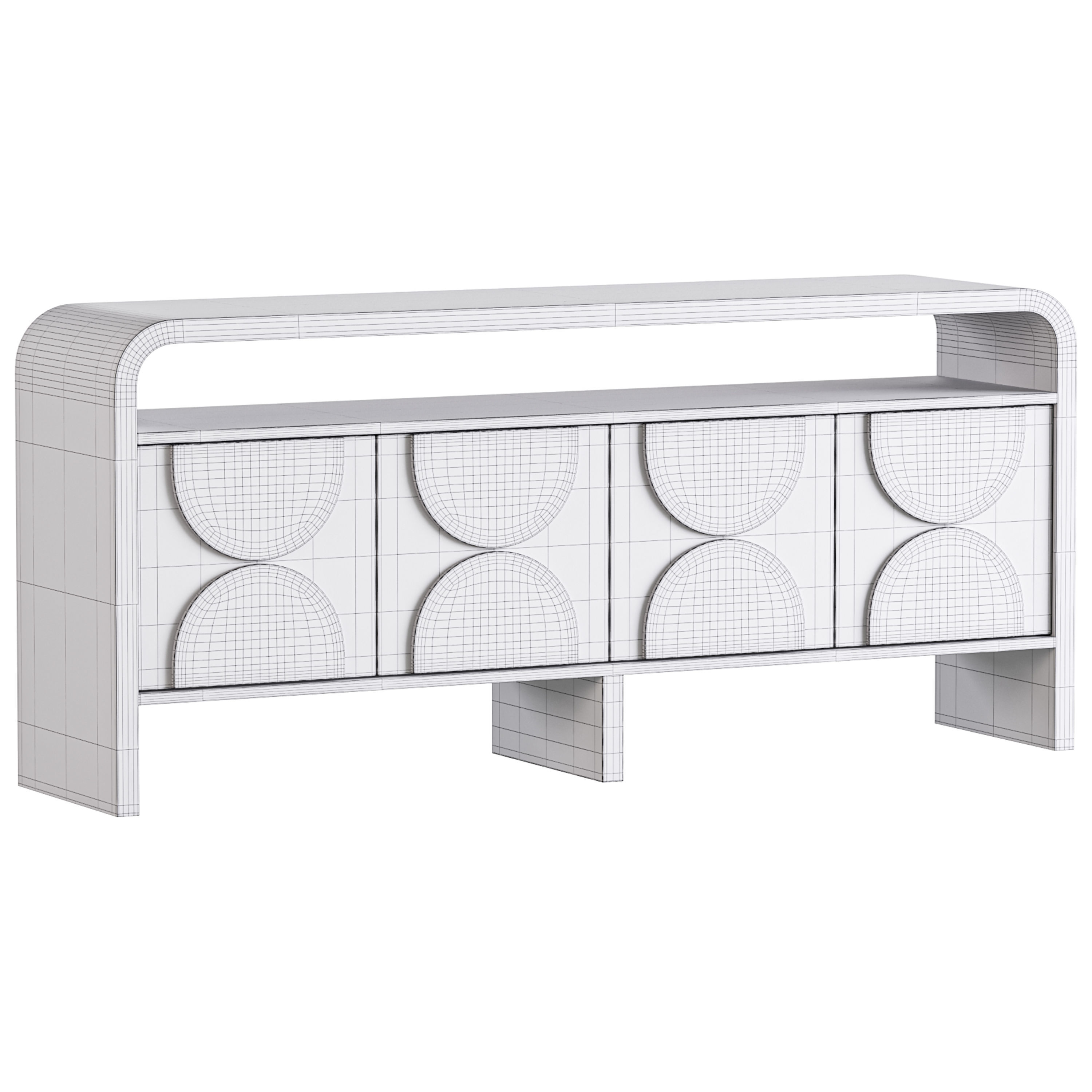 Wood Sideboard Buffet Japandi 3D model_13