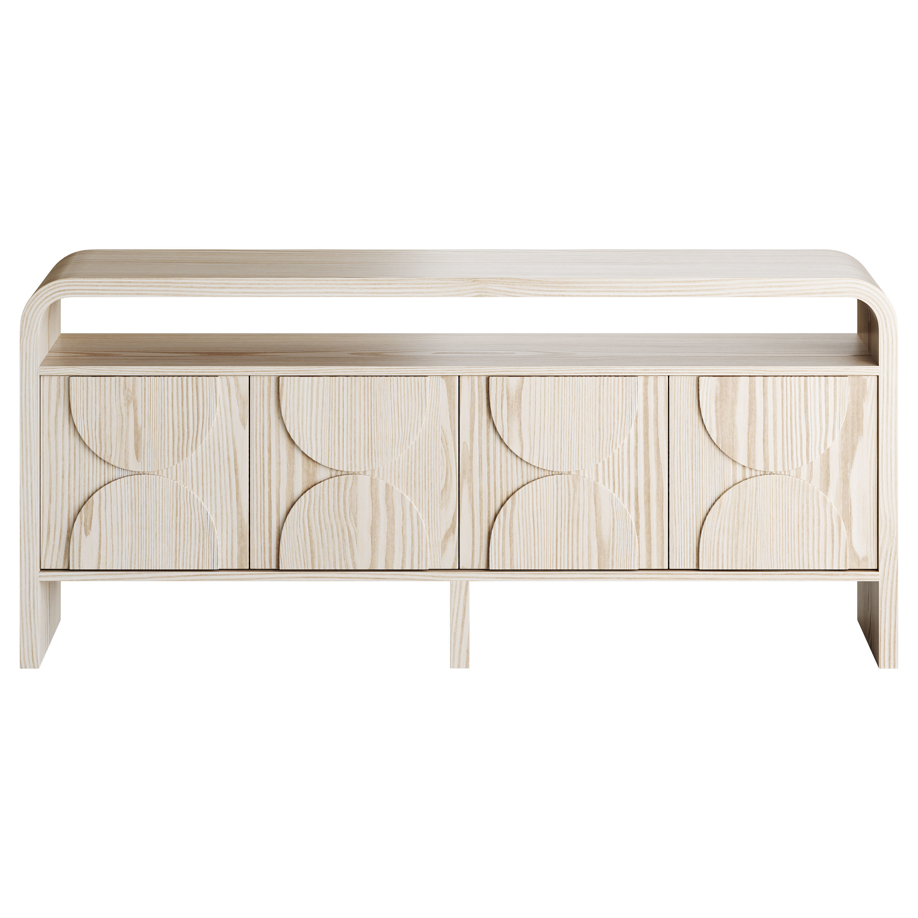 Wood Sideboard Buffet Japandi 3D model_8