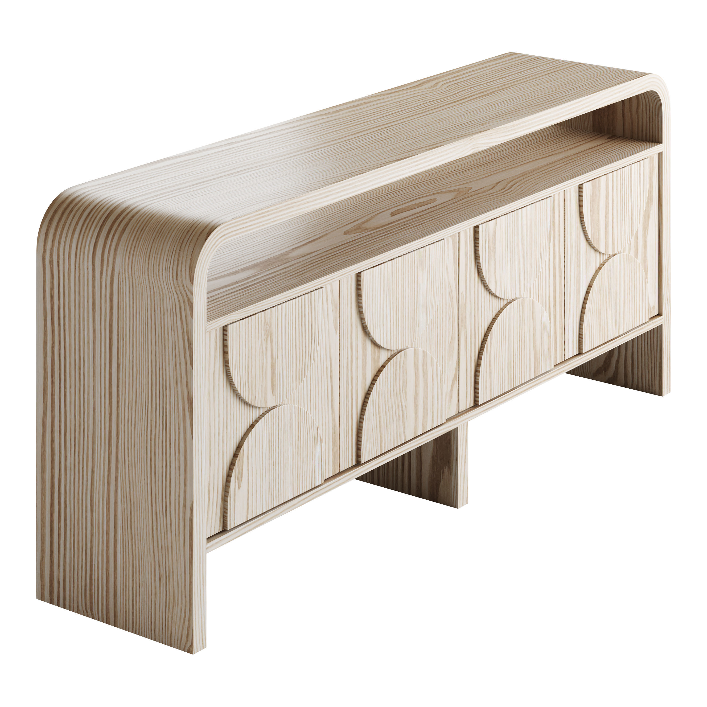 Wood Sideboard Buffet Japandi 3D model_6