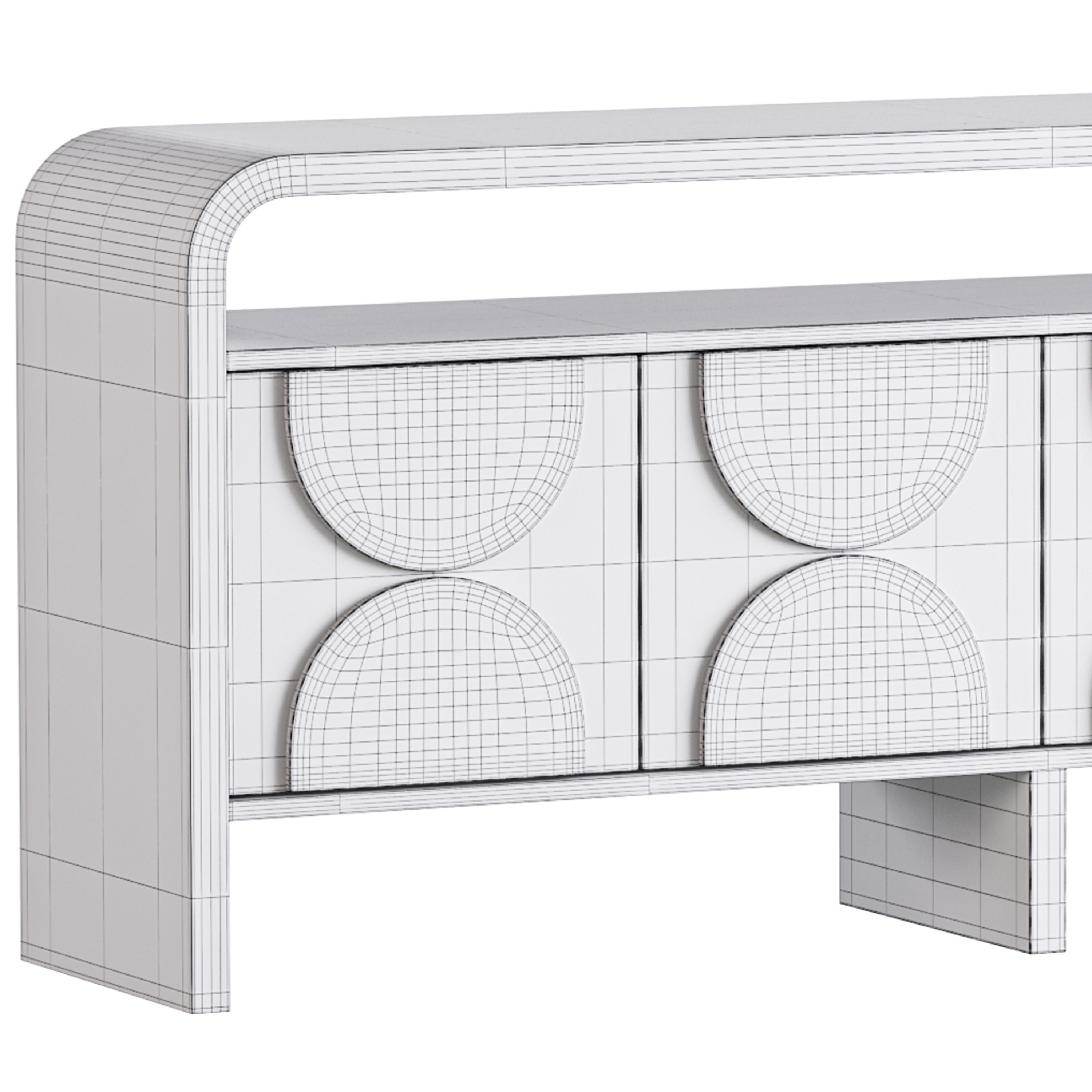 Wood Sideboard Buffet Japandi 3D model_14