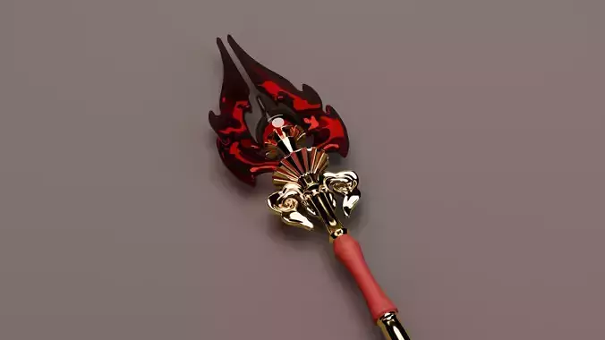 Red Gem Staff Free 3D model