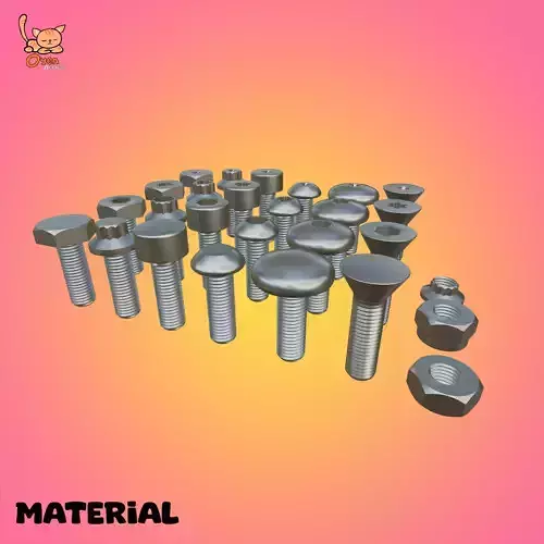 24 Bolts And Nuts Pack 3D model