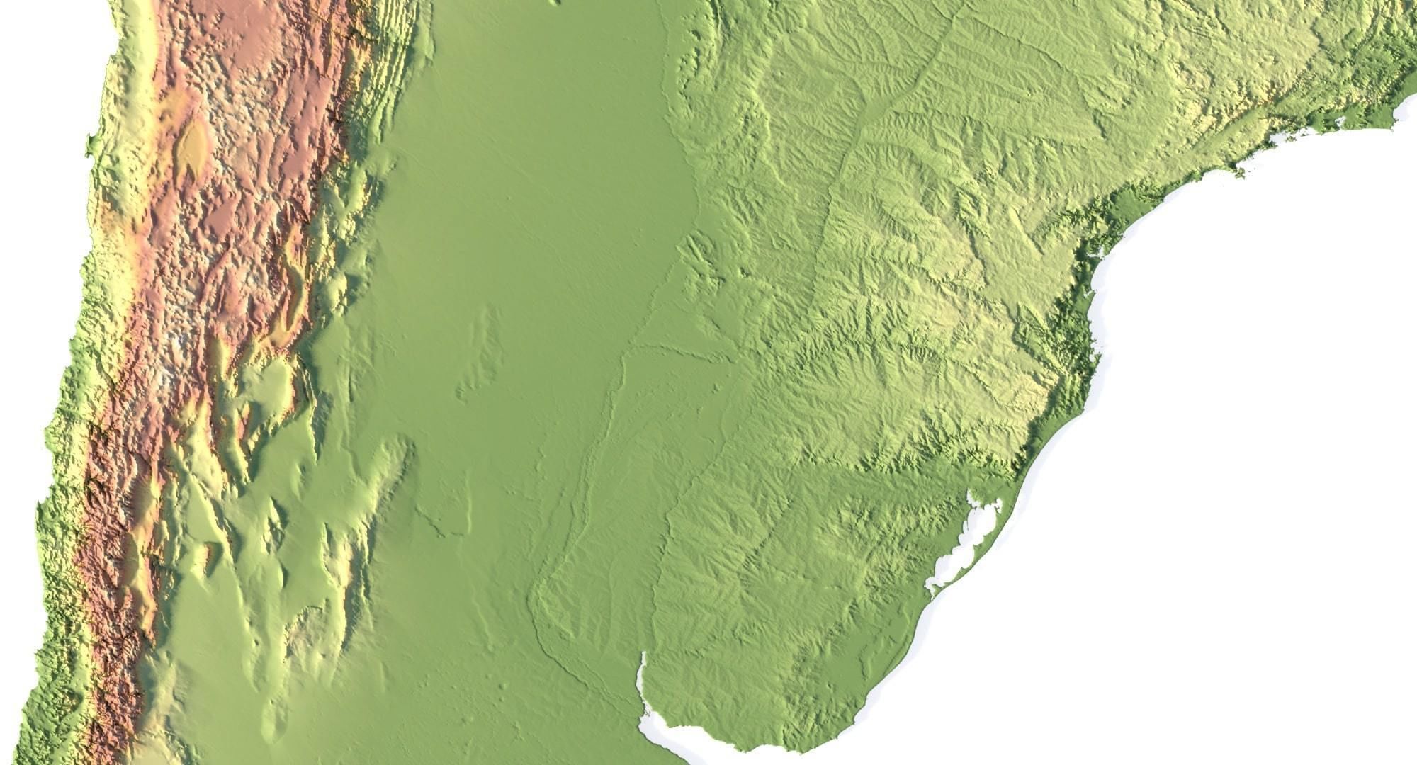 South America Terrain 3D Map 3D model_4