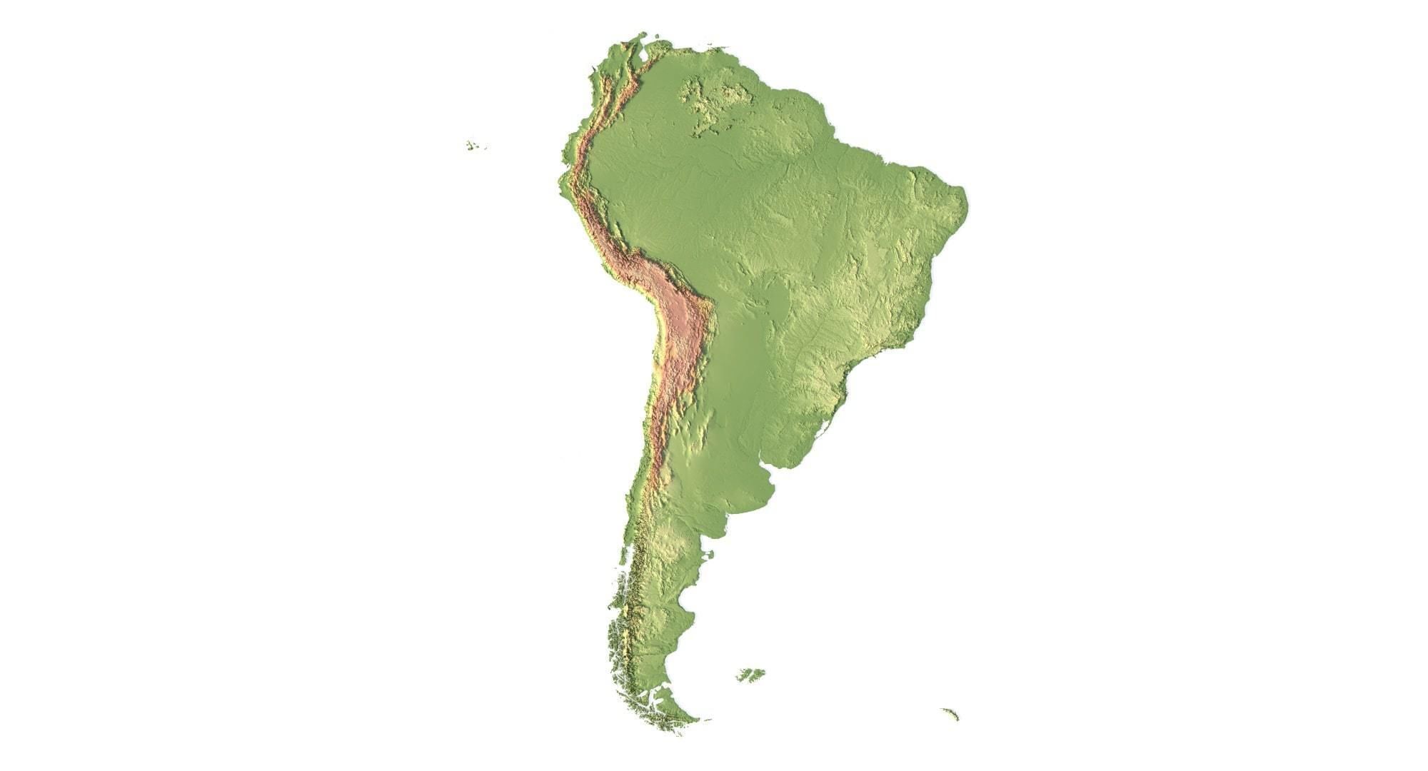 South America Terrain 3D Map 3D model_1