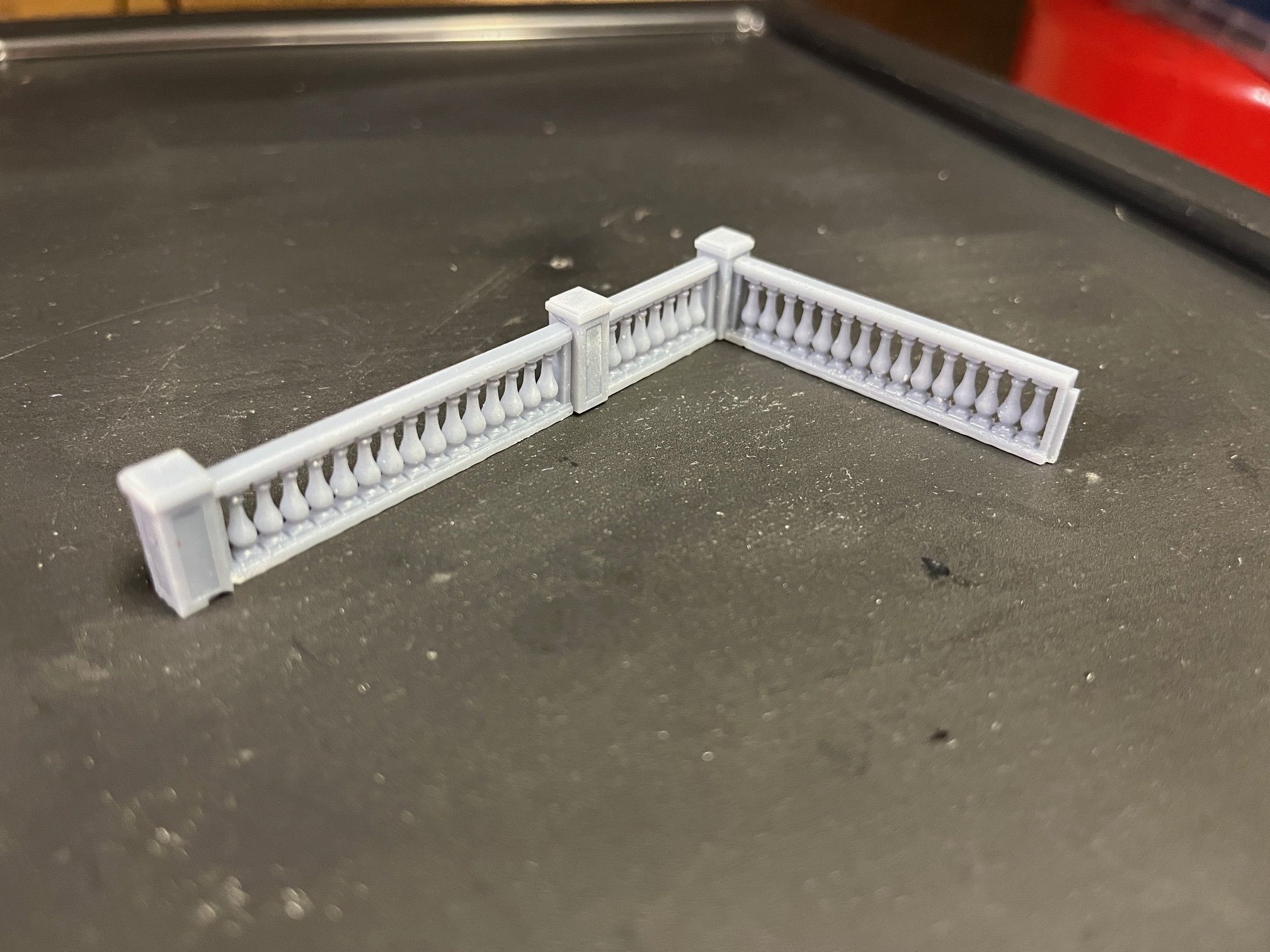 Model Railway Decorative Stone Balustrade with Pillars 3D print model_11