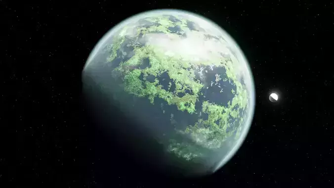 Green Alien Planet - Procedural Shader with Atmosphere