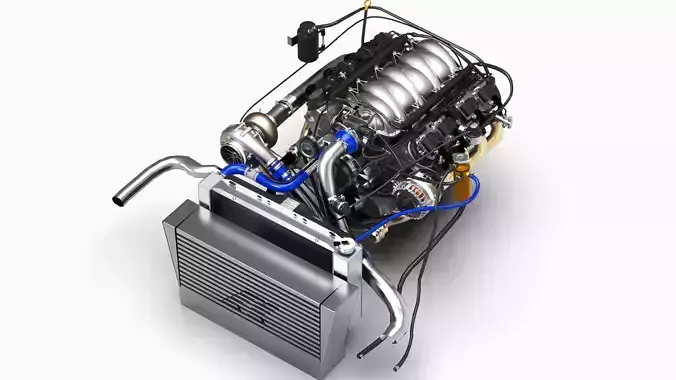 Chevy LS V8 Turbocharged  Low-poly 3D model