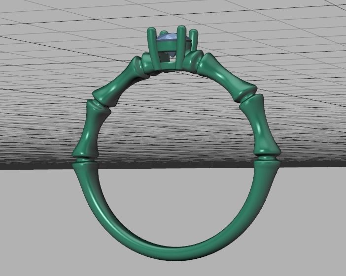 Bamboo Promise Solitaire Engagement Ring 4mm stone 3dprint model 3D print model_39