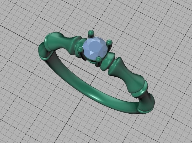 Bamboo Promise Solitaire Engagement Ring 4mm stone 3dprint model 3D print model_41