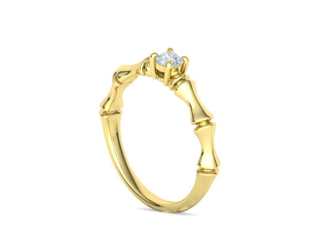 Bamboo Promise Solitaire Engagement Ring 4mm stone 3dprint model 3D print model_29