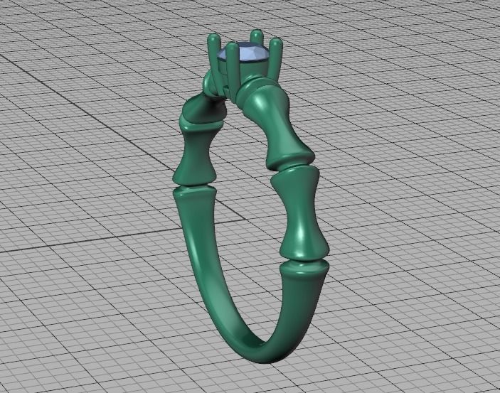 Bamboo Promise Solitaire Engagement Ring 4mm stone 3dprint model 3D print model_45