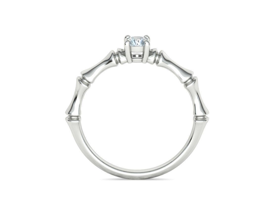 Bamboo Promise Solitaire Engagement Ring 4mm stone 3dprint model 3D print model_18