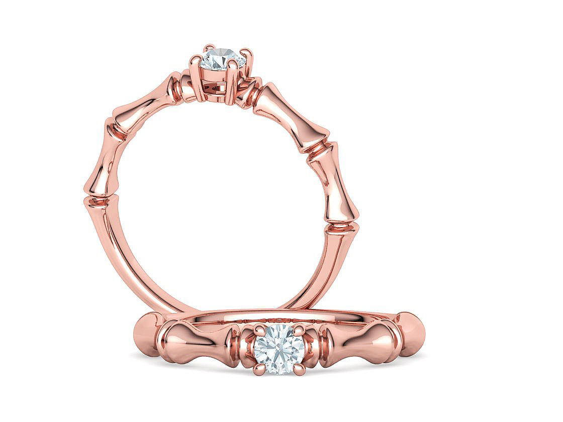 Bamboo Promise Solitaire Engagement Ring 4mm stone 3dprint model 3D print model_3