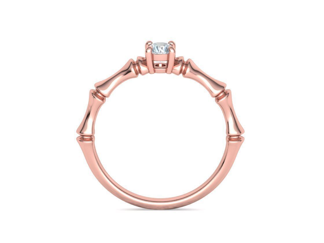Bamboo Promise Solitaire Engagement Ring 4mm stone 3dprint model 3D print model_16