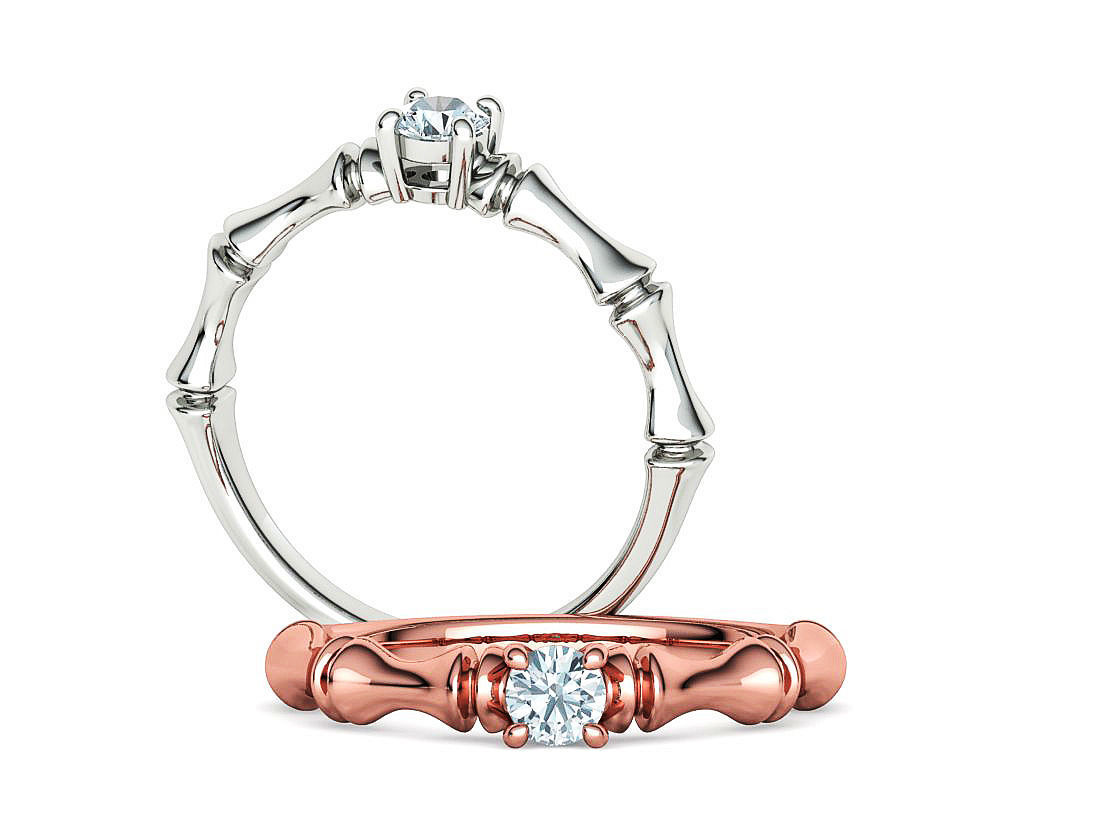 Bamboo Promise Solitaire Engagement Ring 4mm stone 3dprint model 3D print model_1