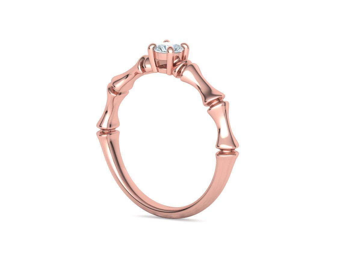 Bamboo Promise Solitaire Engagement Ring 4mm stone 3dprint model 3D print model_19