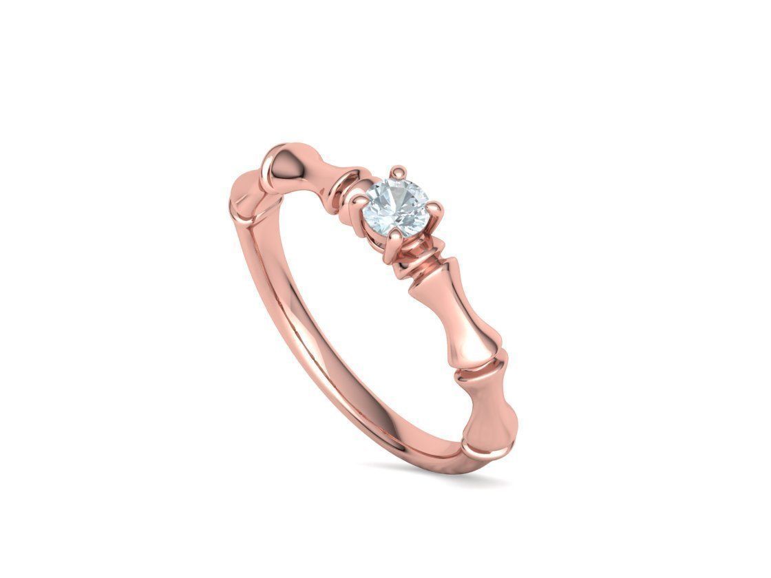 Bamboo Promise Solitaire Engagement Ring 4mm stone 3dprint model 3D print model_31