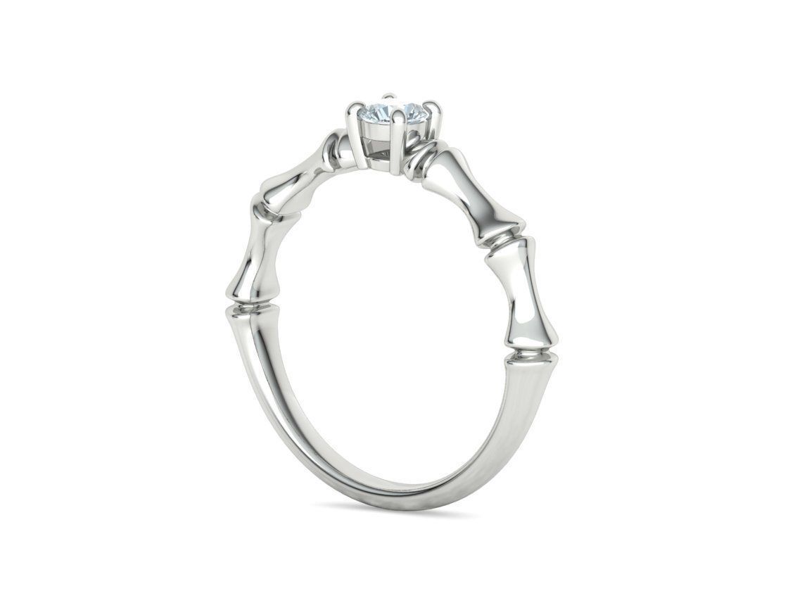 Bamboo Promise Solitaire Engagement Ring 4mm stone 3dprint model 3D print model_21