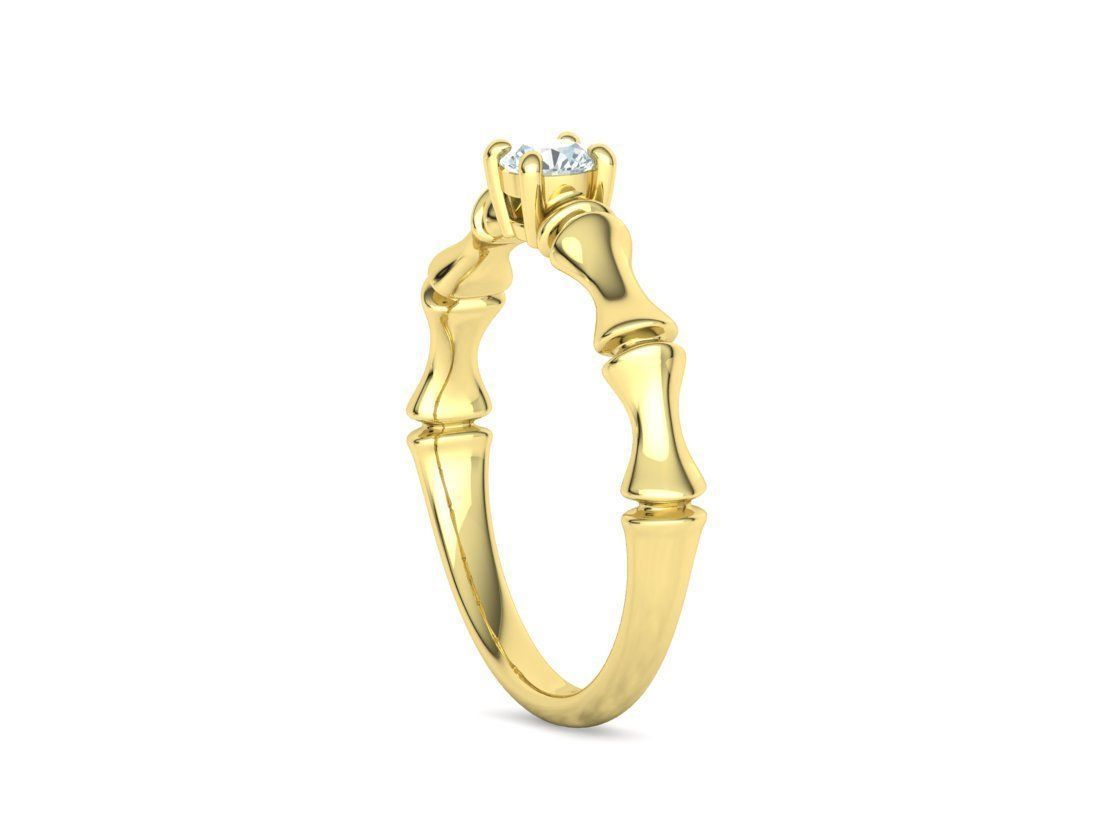 Bamboo Promise Solitaire Engagement Ring 4mm stone 3dprint model 3D print model_23