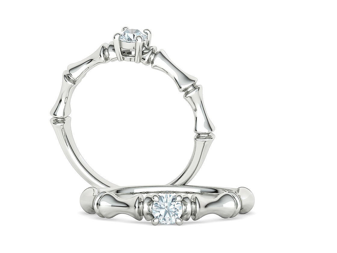 Bamboo Promise Solitaire Engagement Ring 4mm stone 3dprint model 3D print model_5
