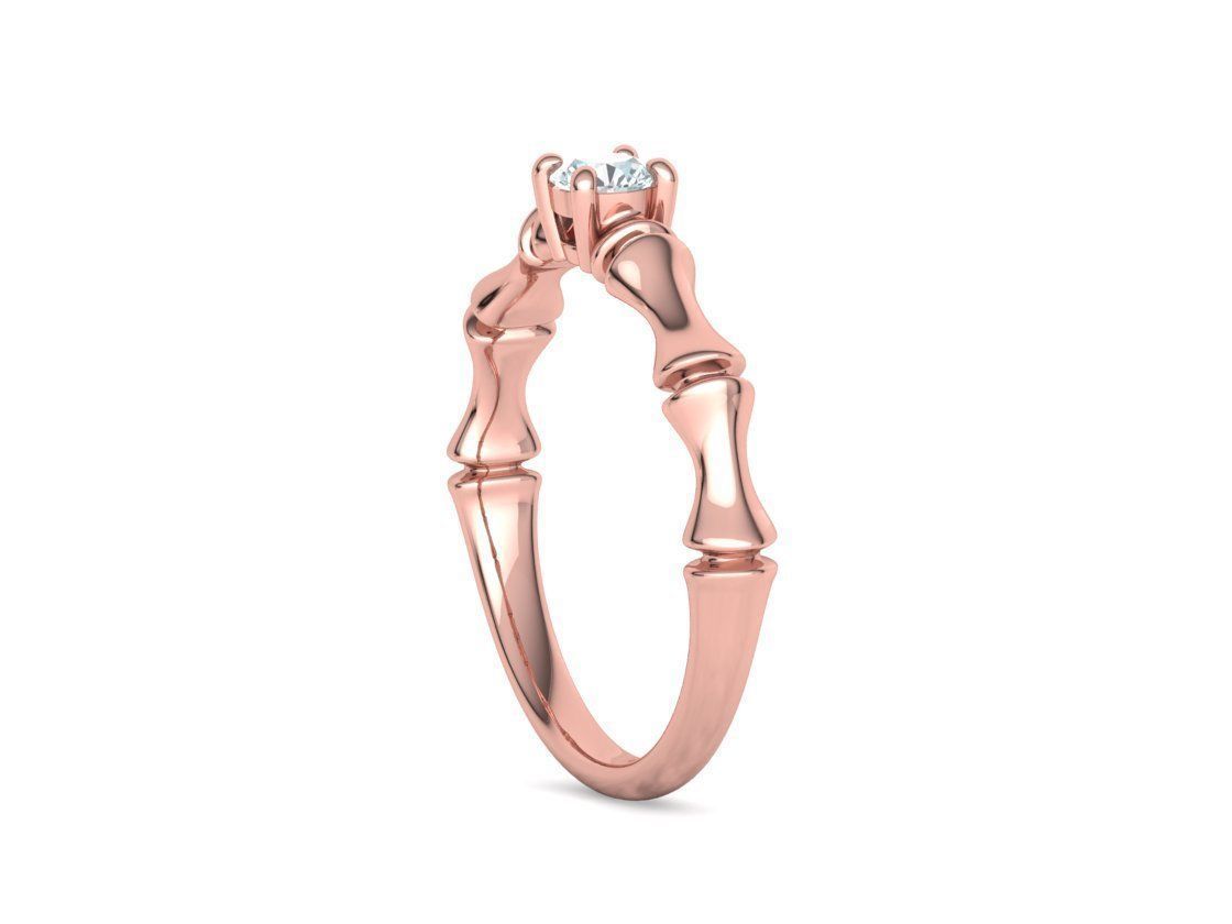 Bamboo Promise Solitaire Engagement Ring 4mm stone 3dprint model 3D print model_22