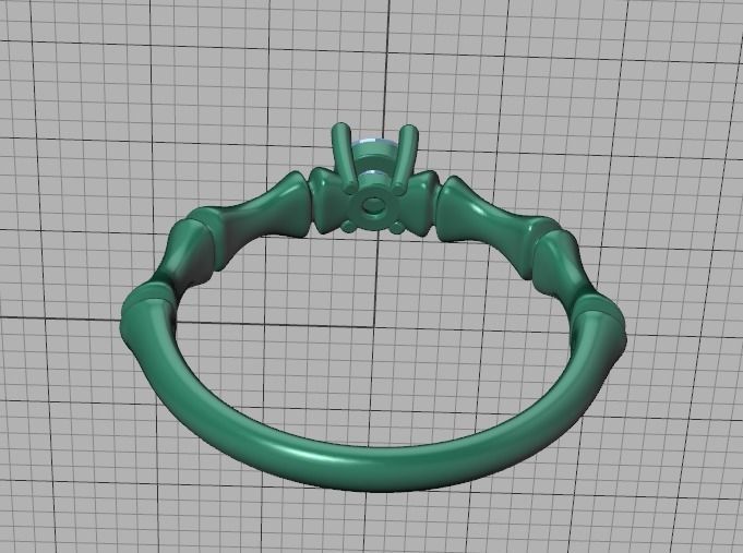 Bamboo Promise Solitaire Engagement Ring 4mm stone 3dprint model 3D print model_40