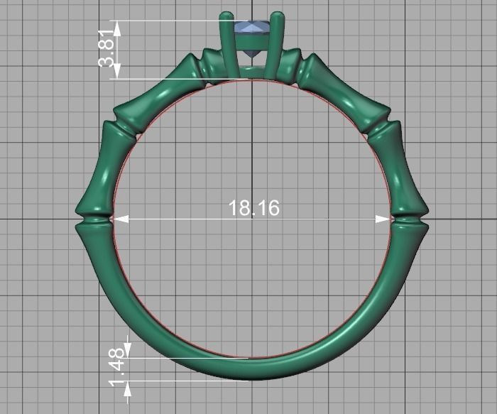 Bamboo Promise Solitaire Engagement Ring 4mm stone 3dprint model 3D print model_38