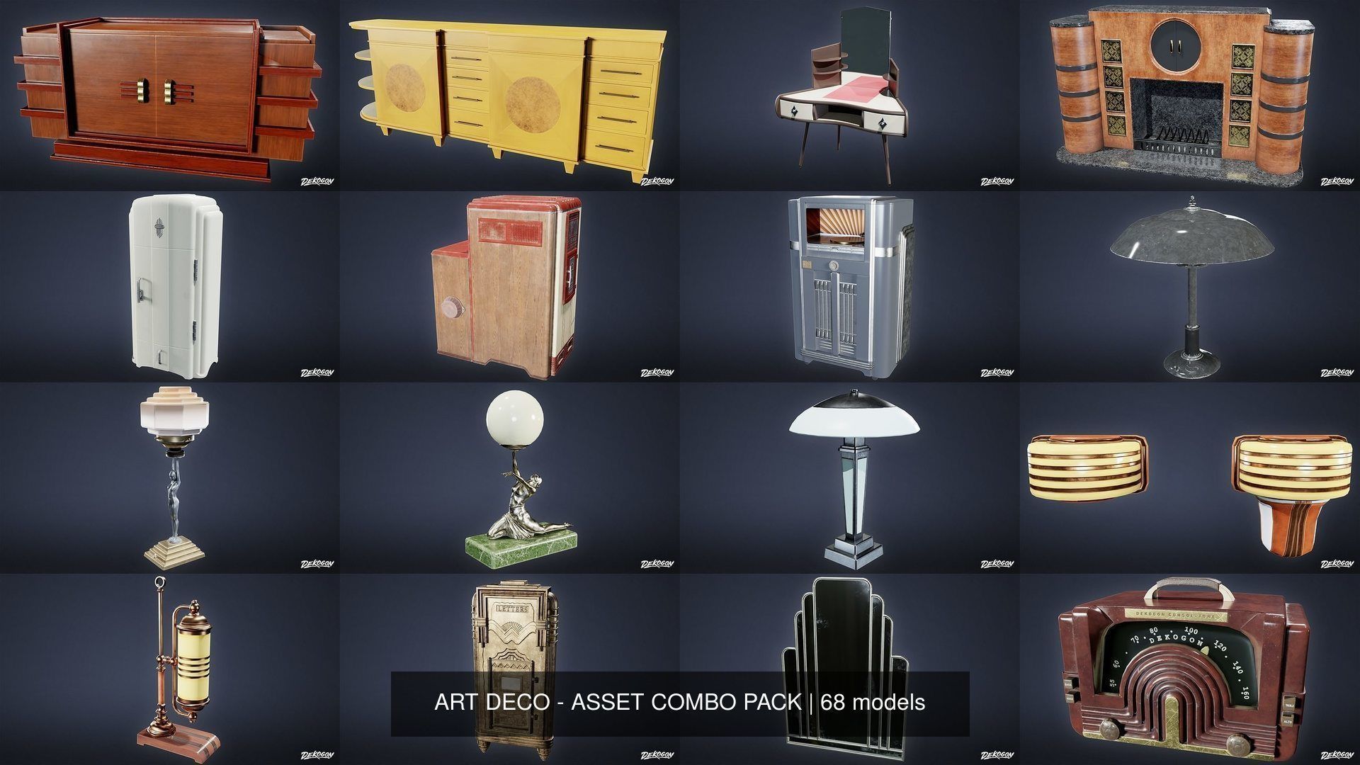 ART DECO - ASSET COMBO PACK 3D Model Collection_5