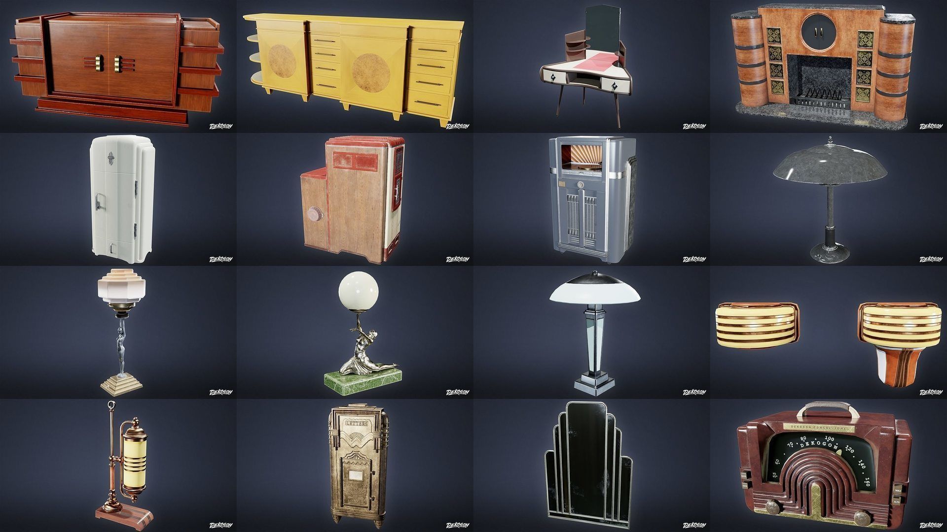 ART DECO - ASSET COMBO PACK 3D Model Collection_4