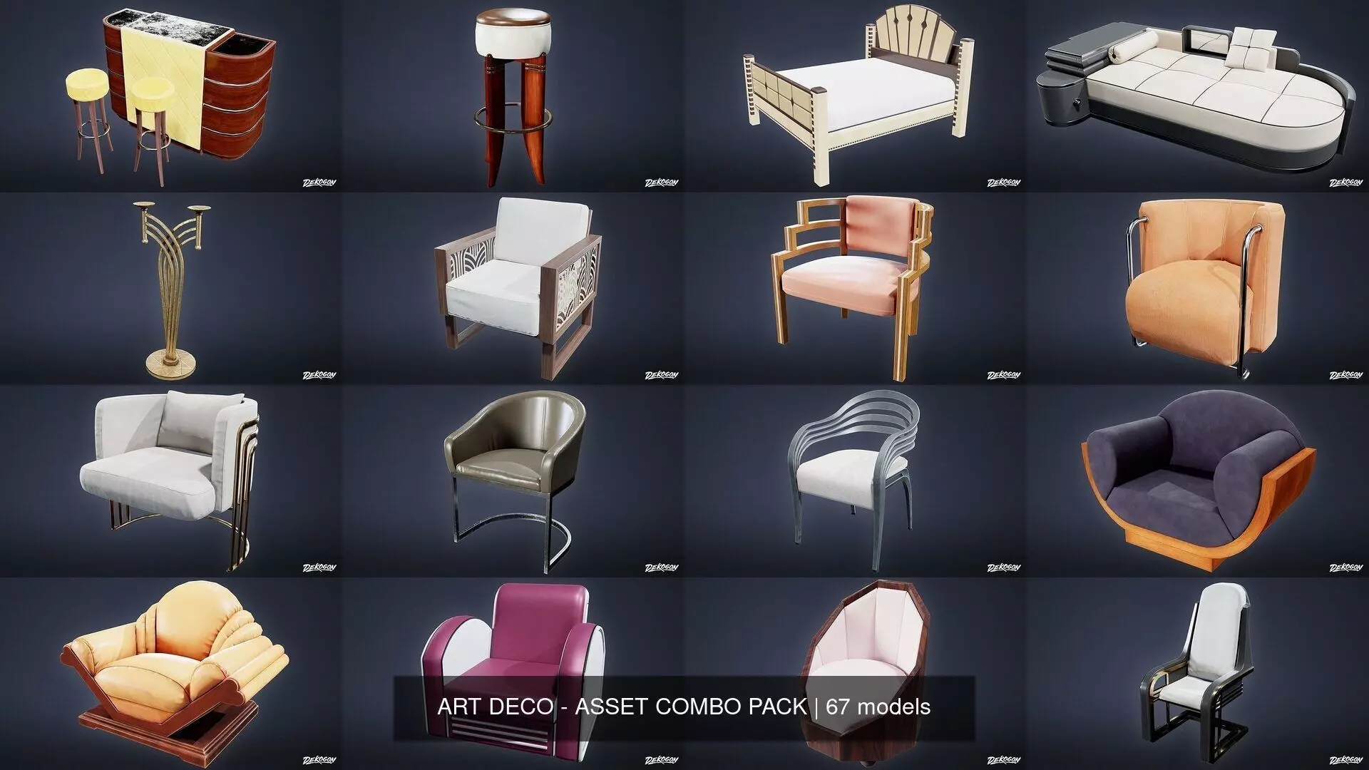 ART DECO - ASSET COMBO PACK 3D Model Collection_1